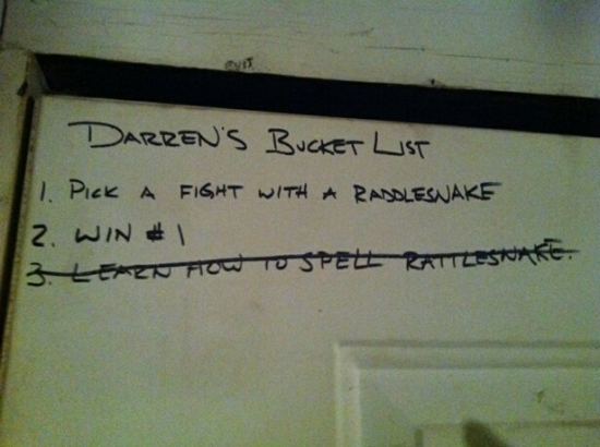 Darren's bucket list